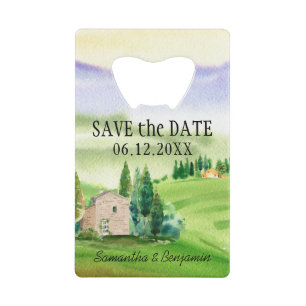 Tuscan Italian Wedding Save The Date Credit Card Bottle Opener