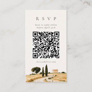 Tuscan Italy Cypress Wheat Lane QR Code RSVP Card 