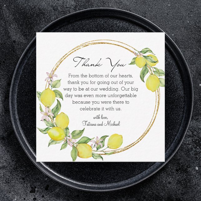tuscan italy watercolor lemons wedding thank you card (Creator Uploaded)