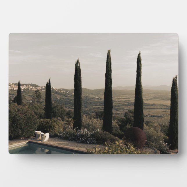Tuscan landscape hidden behind cypresses (2024) plaque (Front)