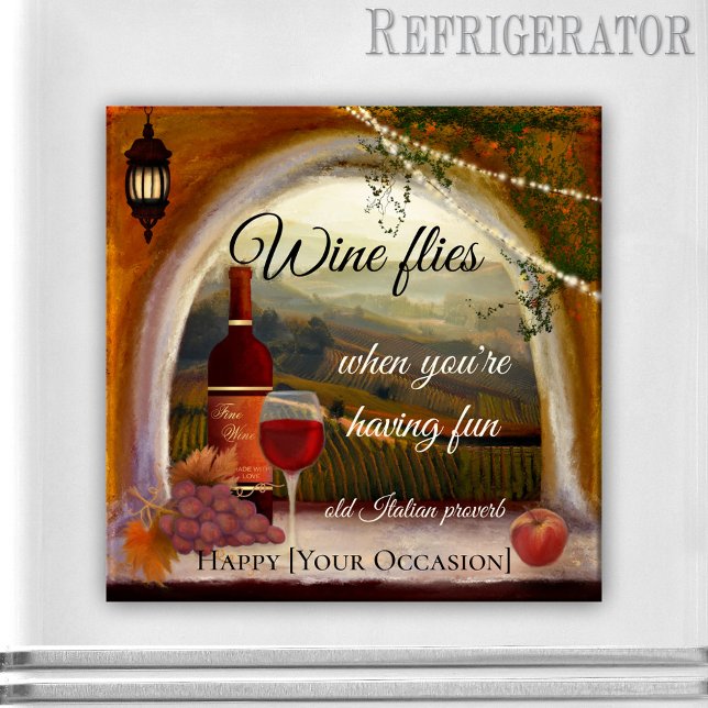 Tuscan Landscape Italian Art Wine Magnet (Tuscan Italian fine art wine magnet with your own funny quotes)
