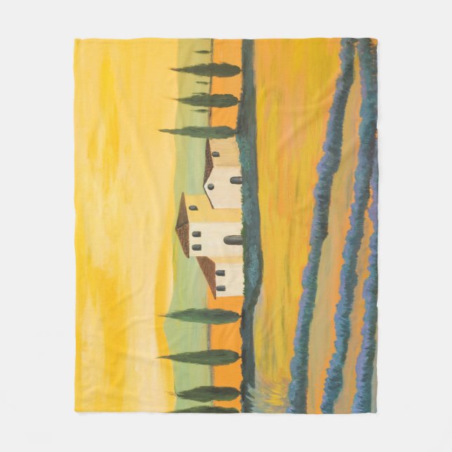 Tuscan landscape, private painter, acrylic paintin fleece blanket (Front)