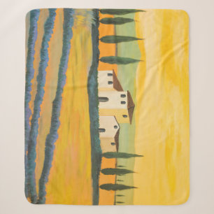 Tuscan landscape, private painter, acrylic paintin sherpa blanket