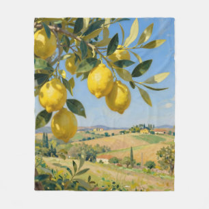 Tuscan Lemon Tree Landscape Fleece Blanket