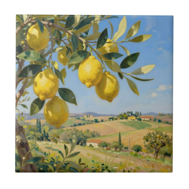 Tuscan Lemon Tree Landscape Tile (Front)