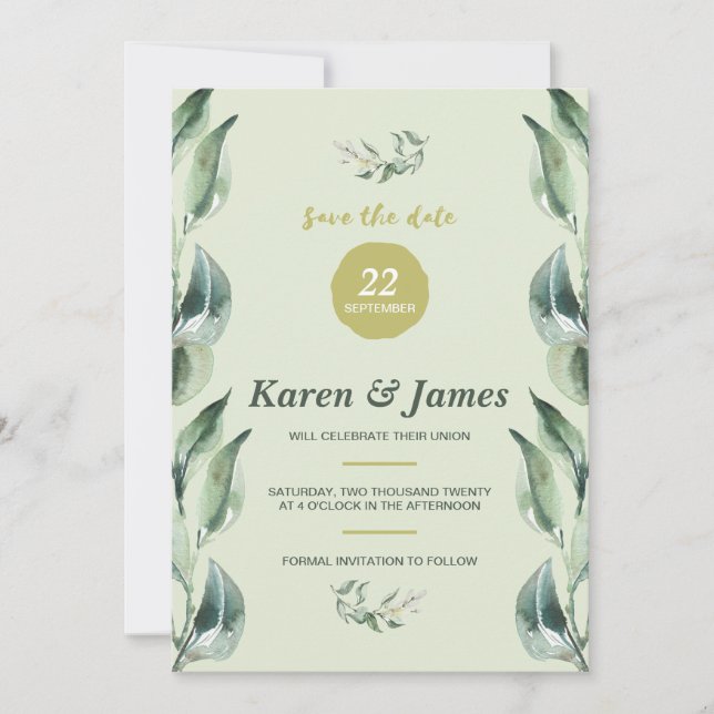 Tuscan Olive Garden Save The Date Photo (Front)