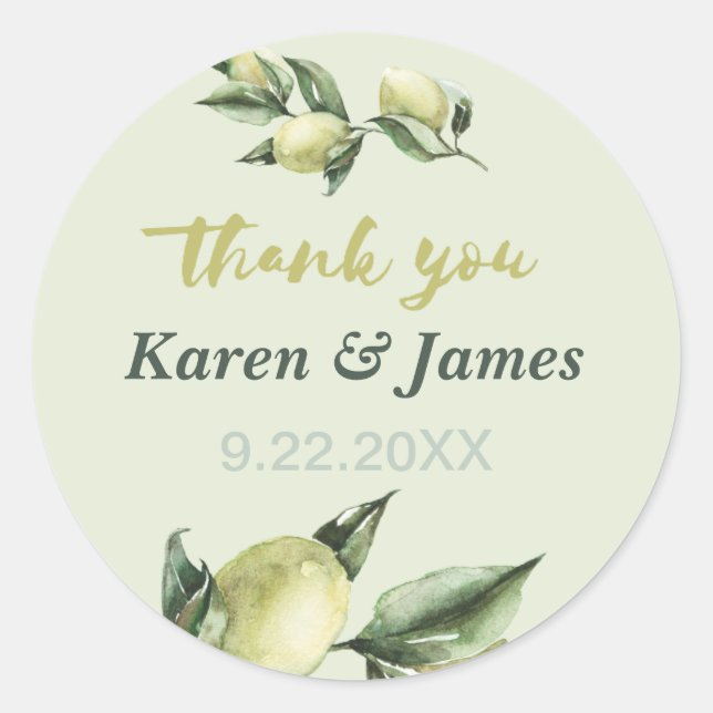 Tuscan Olive Garden Thank You Classic Round Sticker (Front)