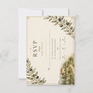 Tuscan Olive Garden Wedding RSVP Italy Card