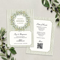 Tuscan Olive Green Stripe Rehearsal Dinner