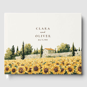 Tuscan Sunflower Rows Farmhouse Cypress Wedding Guest Book