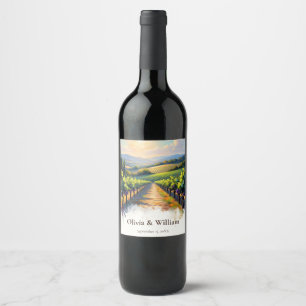 Tuscan Sunset Vineyard Wine Label