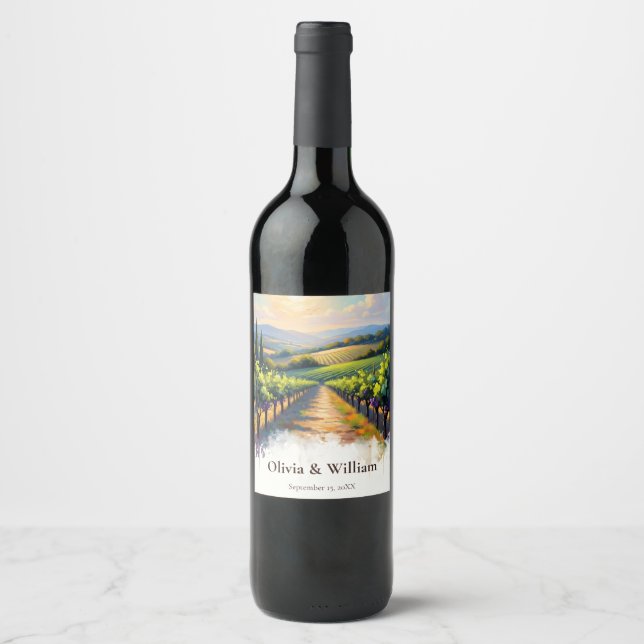 Tuscan Sunset Vineyard Wine Label (Front)