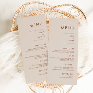 Tuscan Terracotta Modern Minimal Wedding Menu
