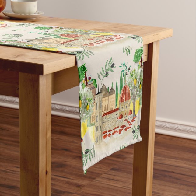 Tuscan,Tuscany,Italy,olives,lemons,   Short Table Runner (In Situ)