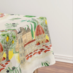 Tuscan,Tuscany,Italy,olives,lemons,  Tablecloth