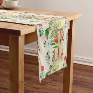 Tuscan,Tuscany,Italy,olives,lemons,tomatoes    Short Table Runner