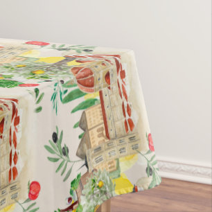 Tuscan,Tuscany,Italy,olives,lemons,tomatoes     Tablecloth