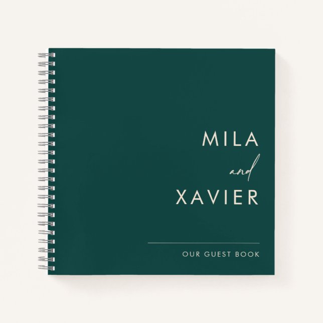 Tuscan Verde | Modern Minimal Wedding Guest Book (Front)
