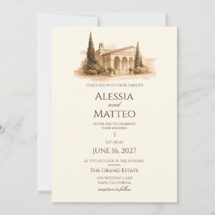 Tuscan Villa Romance Wedding Invitation