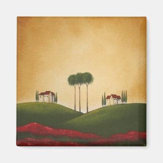 Tuscan Villas and Poppies Magnet