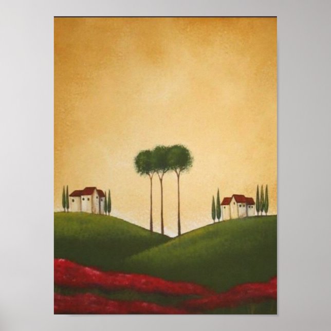 Tuscan Villas and Poppies Print (Front)