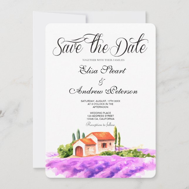 Tuscan Vineyard Save the Date Invitation (Front)