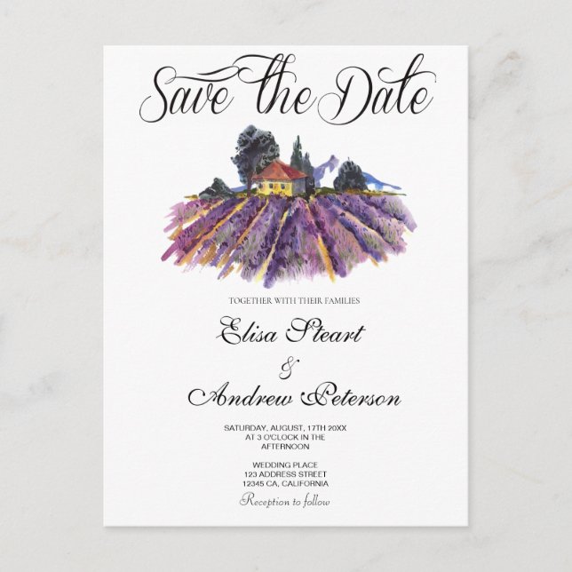 Tuscan Vineyard Save the Date Invitation Postcard (Front)