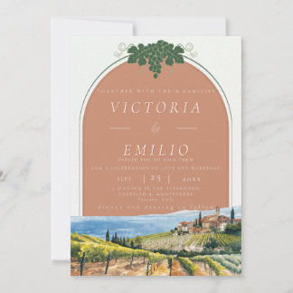 Tuscan Vineyard Terracotta Wedding Invitation