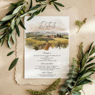 Tuscan Vineyard Wedding   Italian Countryside Enclosure Card