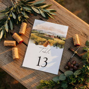 Tuscan Vineyard Wedding   Italian Countryside Table Number