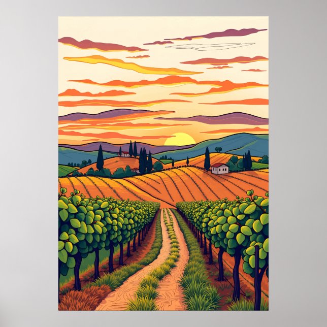 Tuscan Vineyards Poster (Front)