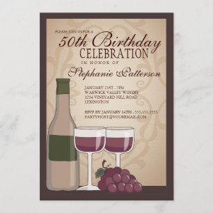 Tuscan Wine Themed Birthday Party Invitation