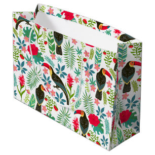 Tuscans and colourful tropical flowers pattern large gift bag