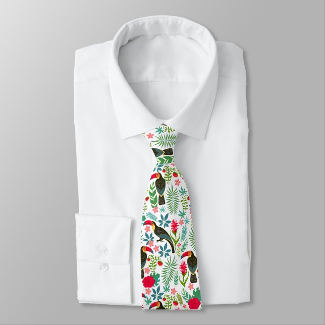 Tuscans and colourful tropical flowers pattern tie (Tied)