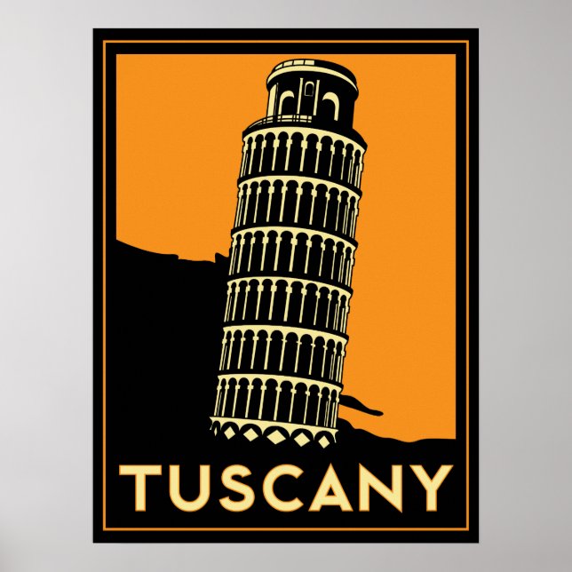 Tuscany art deco retro italy travel poster (Front)