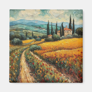Tuscany countryside Italy van Gogh style Magnet
