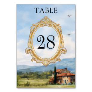 Tuscany Countryside Wedding Table Number