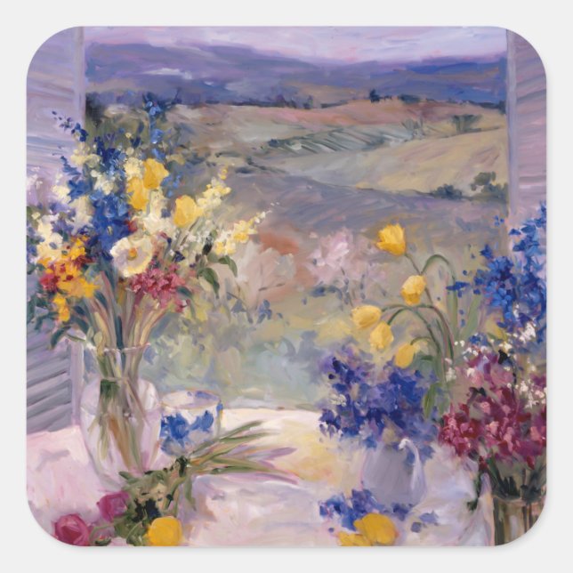 Tuscany Floral Square Sticker (Front)