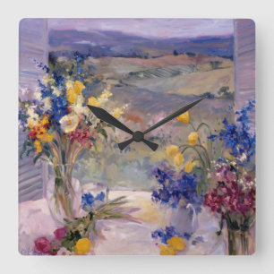 Tuscany Floral Square Wall Clock