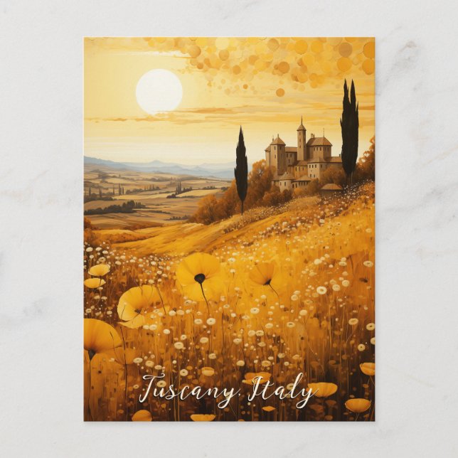 Tuscany Flower Valley Painting | Italy Travel Art Postcard (Front)