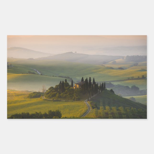 Tuscany hill landscape at sunrise sticker (Front)