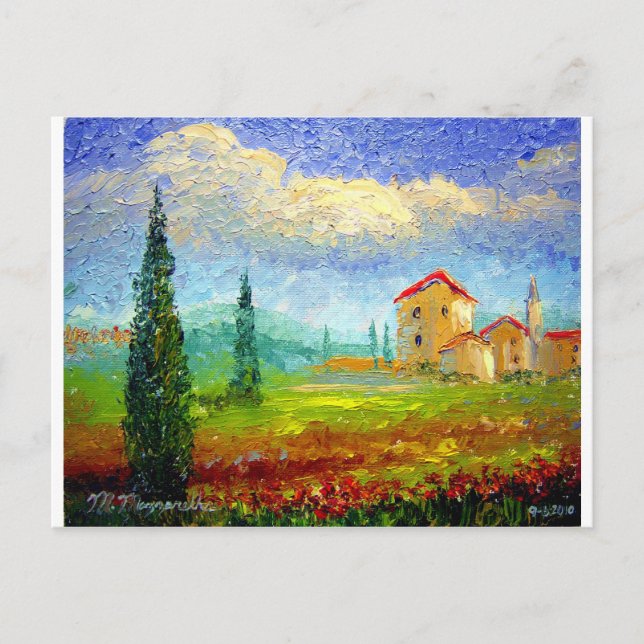 Tuscany HIlside with Poppies Postcard (Front)