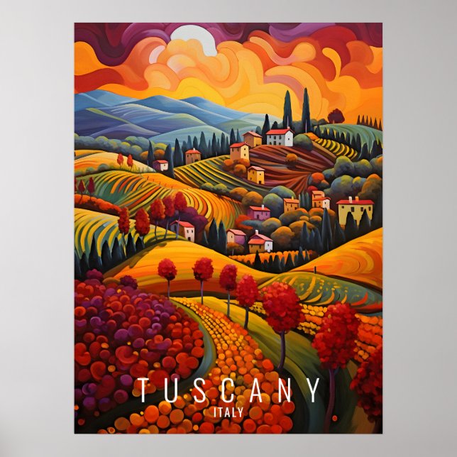 Tuscany in Autumn Painting | Italy Travel | Art Poster (Front)