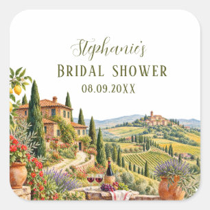 Tuscany Italy Citrus Mediterranean Bridal shower Square Sticker