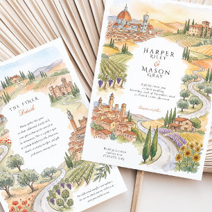 Tuscany Italy Florence Duomo Siena Castle Wedding Invitation