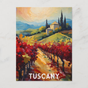 Tuscany Italy Italian Villa Textured Watercolor Postcard