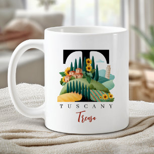 Tuscany Italy Monogram Letter T Personalized Gift Coffee Mug