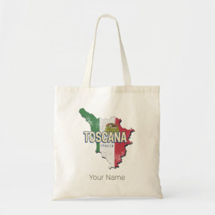 Tuscany Italy Retro Region Map Vintage Fattoria Tote Bag