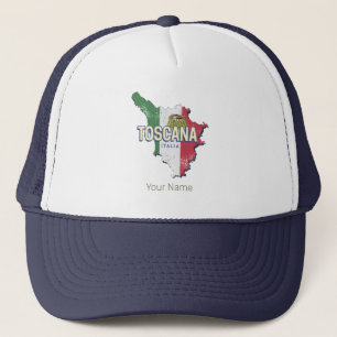 Tuscany Italy Retro Region Map Vintage Fattoria Trucker Hat
