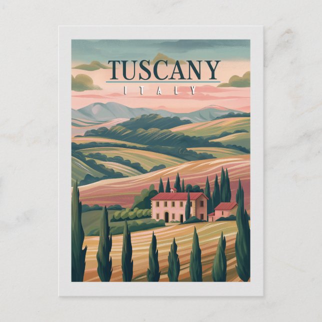 Tuscany Italy Retro Travel Postcard (Front)